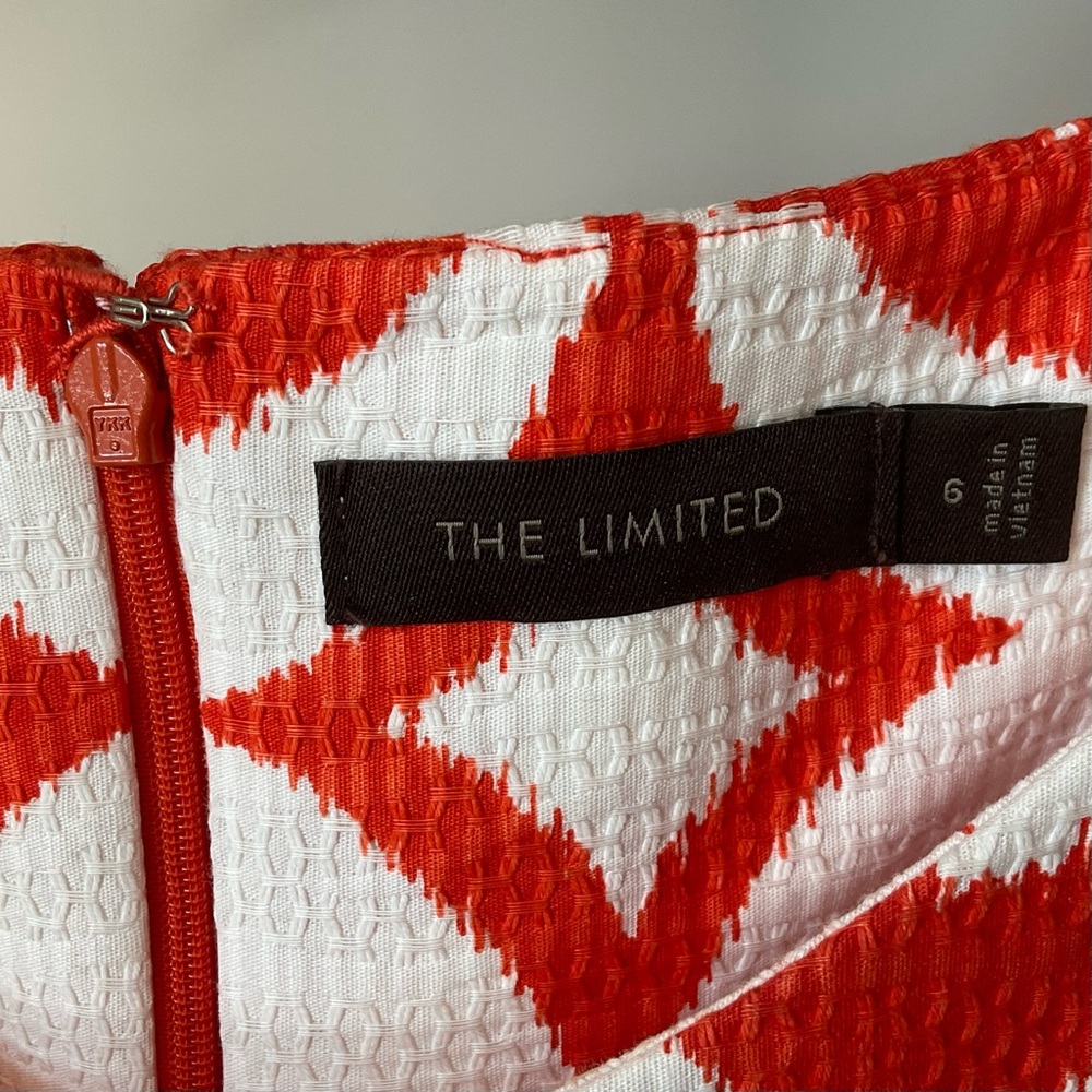 Orange And White Geometric Pattern, Sleeveless Dr… - image 5